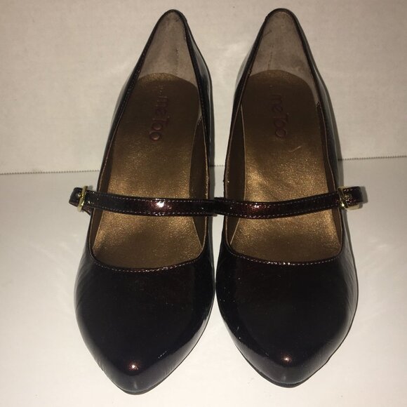 Me Too Shoes - Me Too Chocolate Brown Heels 3 Inch Patent Strap/Buckle